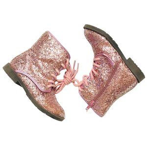 Pink Glitter Side Zip Boots